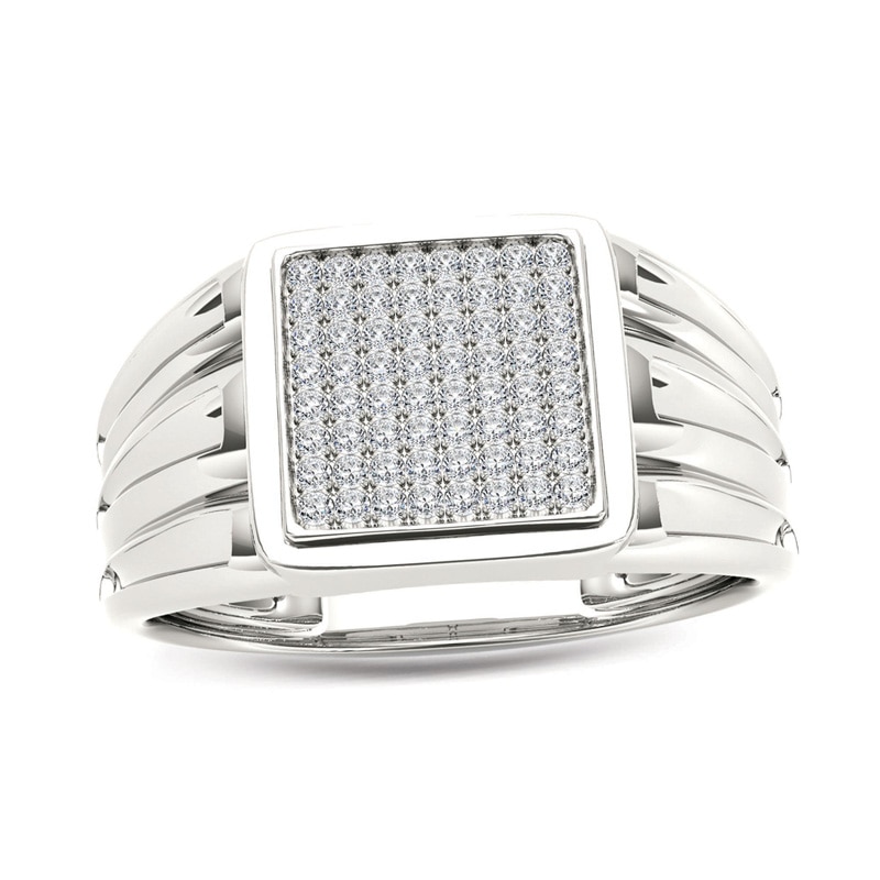 Main Image 1 of Previously Owned - 1/5 CT. T.W. Composite Diamond Square Signet Ring in 14K White Gold