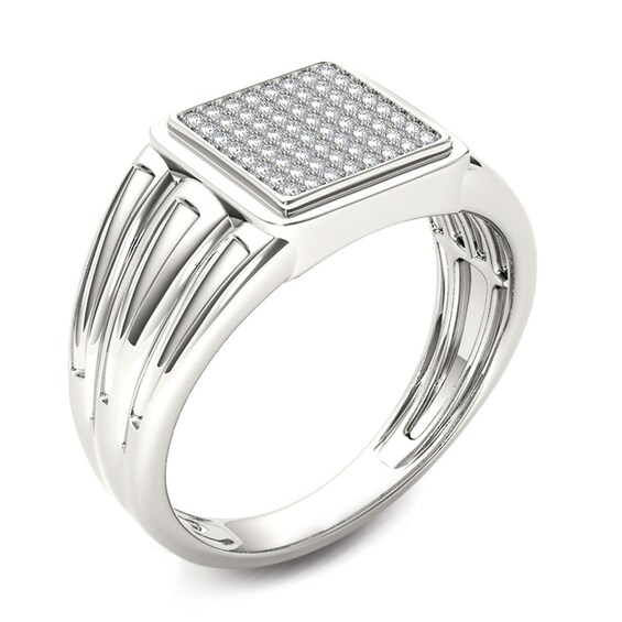 Previously Owned - 1/5 CT. T.w. Composite Diamond Square Signet Ring in 14K White Gold