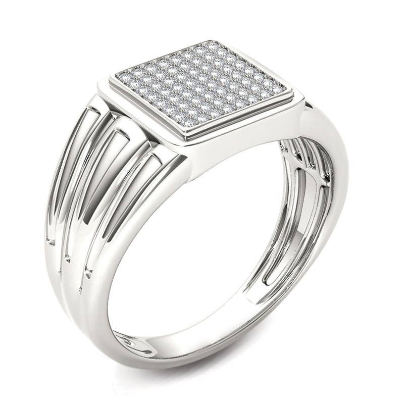 Main Image 2 of Previously Owned - 1/5 CT. T.W. Composite Diamond Square Signet Ring in 14K White Gold