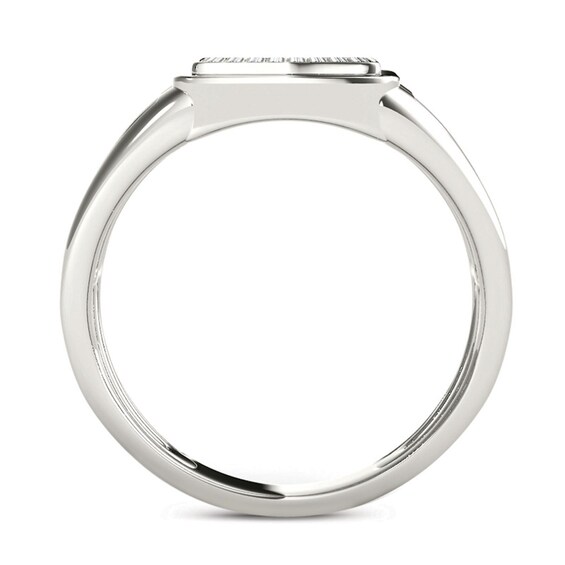 Previously Owned - 1/5 CT. T.w. Composite Diamond Square Signet Ring in 14K White Gold