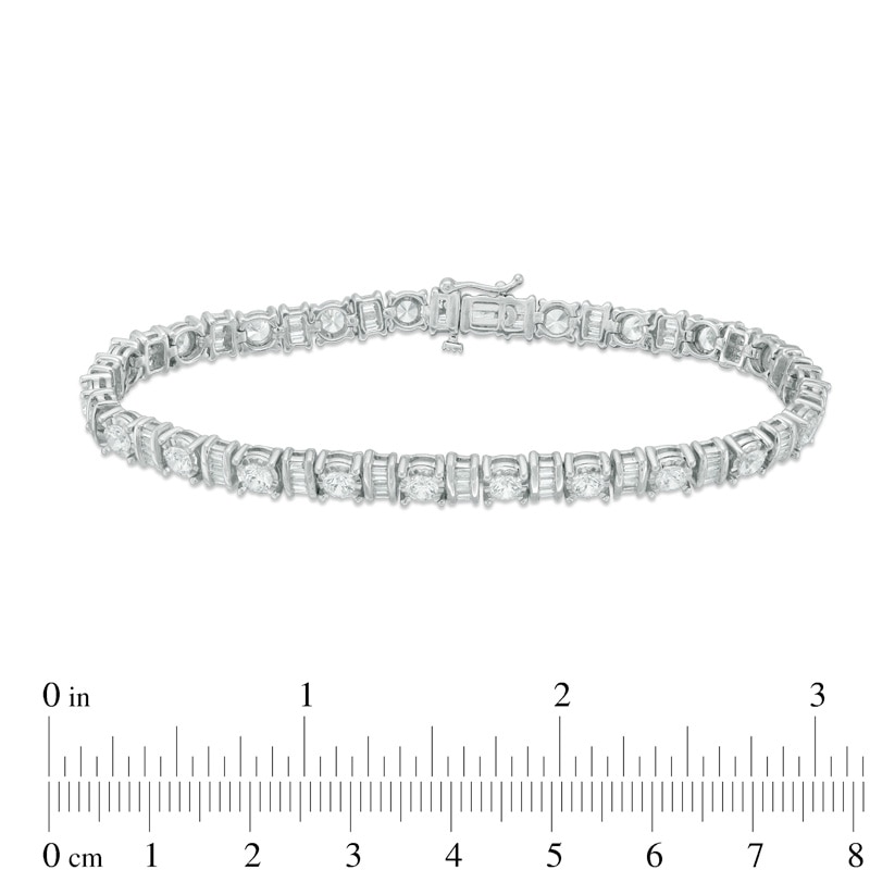Main Image 3 of Previously Owned - 3 CT. T.W. Baguette and Round Diamond Alternating Bracelet in 10K White Gold - 7.5"