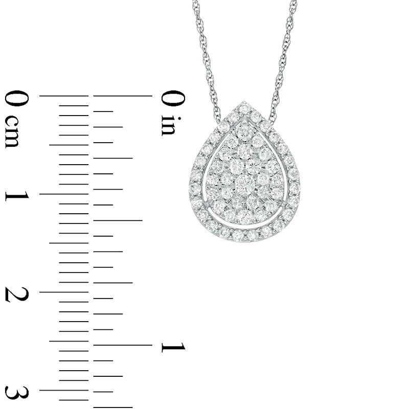 Main Image 3 of Previously Owned - 1/2 CT. T.W. Diamond Frame Teardrop Pendant in 10K White Gold