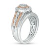 Thumbnail Image 2 of Previously Owned - 1/2 CT. T.W. Composite Diamond Frame Beaded Multi-Row Vintage-Style Bridal Set in 10K Two-Tone Gold