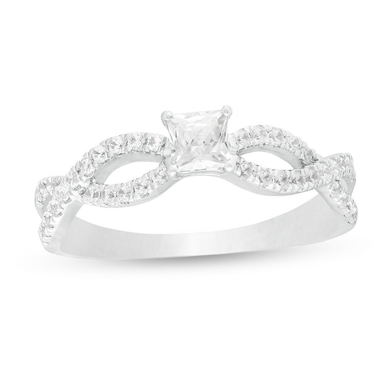 Previously Owned - 1/2 CT. T.w. Princess-Cut Diamond Infinity Twist Shank Engagement Ring in 10K White Gold