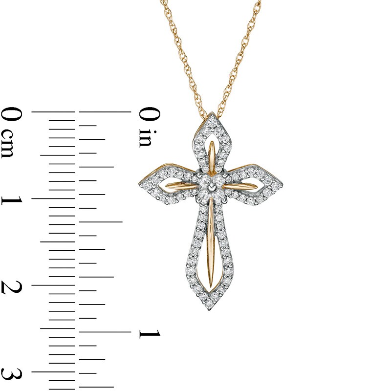 Main Image 3 of Previously Owned - 1/4 CT. T.W. Diamond Cross Pendant in 10K Gold