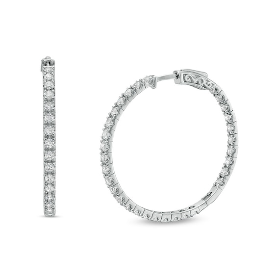 Previously Owned - 3 CT. T.w. Diamond Inside-Out Hoop Earrings in 10K White Gold