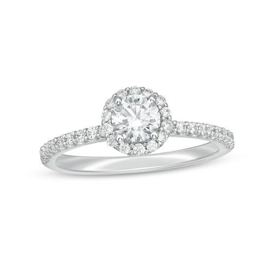 Previously Owned - 3/4 CT. T.w. Lab-Grown Diamond Frame Engagement Ring in 14K White Gold (F/Vs2)