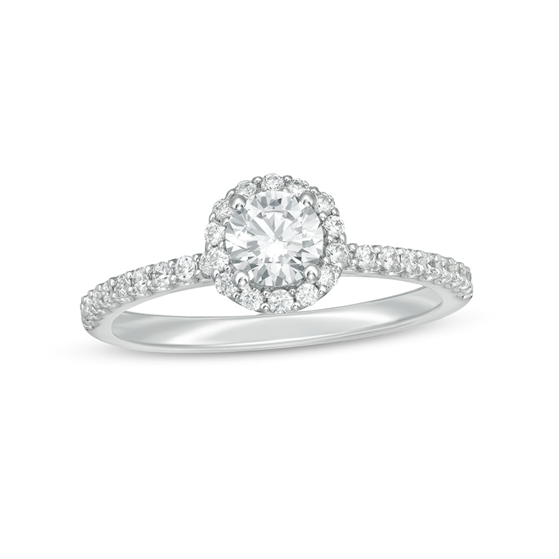 Main Image 1 of Previously Owned - 3/4 CT. T.W.  Lab-Grown Diamond Frame Engagement Ring in 14K White Gold (F/VS2)