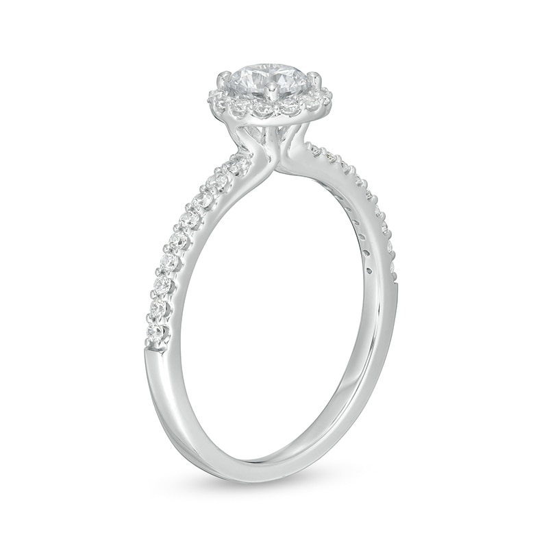 Main Image 3 of Previously Owned - 3/4 CT. T.W.  Lab-Grown Diamond Frame Engagement Ring in 14K White Gold (F/VS2)