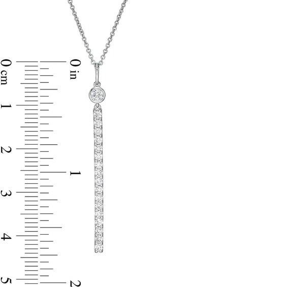 Previously Owned - 1/2 CT. T.w. Lab-Grown Diamond Stick Drop Pendant in 14K White Gold (F/Si2)