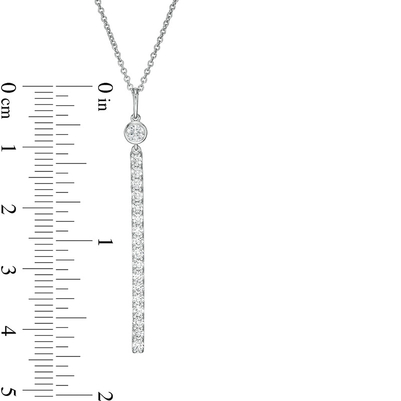 Main Image 3 of Previously Owned - 1/2 CT. T.W.  Lab-Grown Diamond Stick Drop Pendant in 14K White Gold (F/SI2)