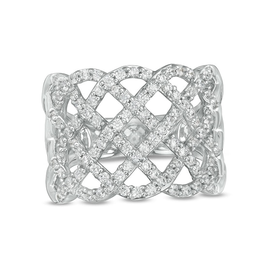 Previously Owned - 1 CT. T.w. Lab-Grown Diamond Lattice Ring in 14K White Gold (F/Si2)