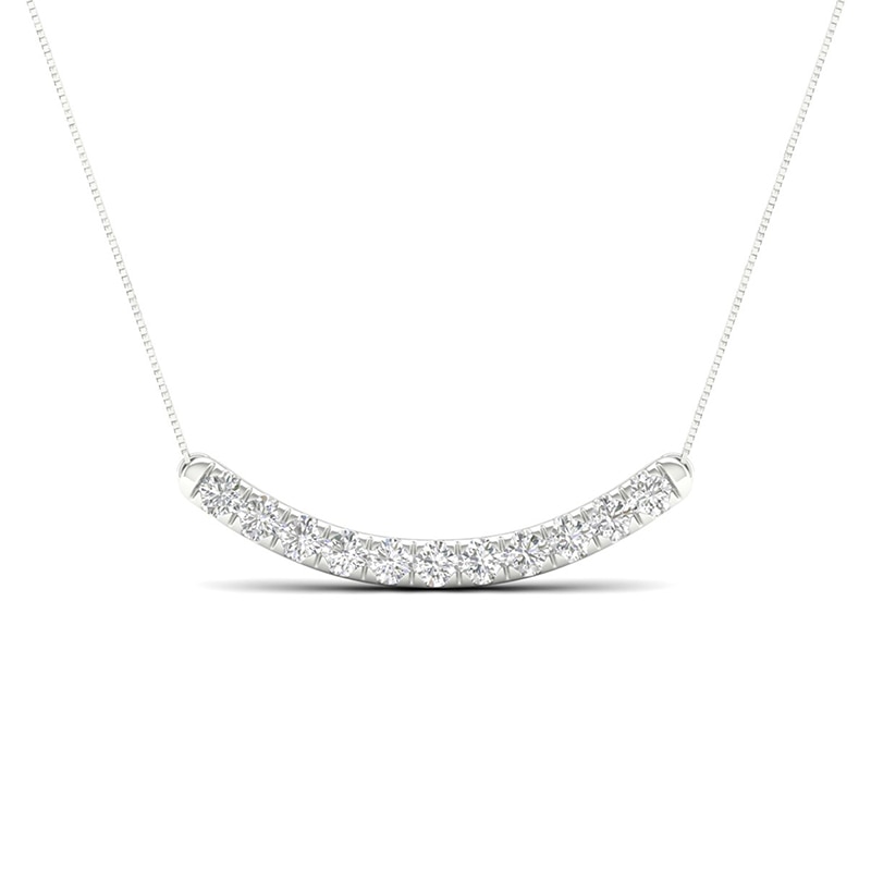 Main Image 1 of Previously Owned - 1/2 CT. T.W.  Lab-Created Diamond Curved Bar Necklace in 14K White Gold (F/SI2)