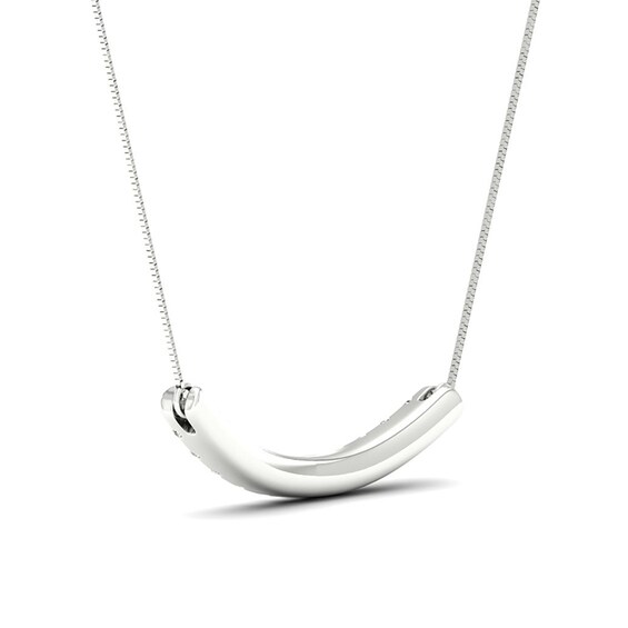 Previously Owned - 1/2 CT. T.w. Lab-Grown Diamond Curved Bar Necklace in 14K White Gold (F/Si2)