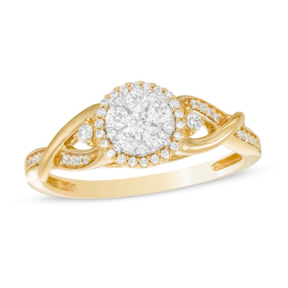 Previously Owned - 1/3 CT. T.w. Composite Diamond Frame Twist Shank Ring in 10K Gold