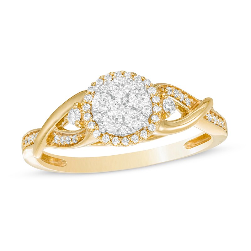 Main Image 1 of Previously Owned - 1/3 CT. T.W. Composite Diamond Frame Twist Shank Ring in 10K Gold