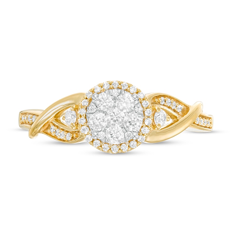 Main Image 4 of Previously Owned - 1/3 CT. T.W. Composite Diamond Frame Twist Shank Ring in 10K Gold