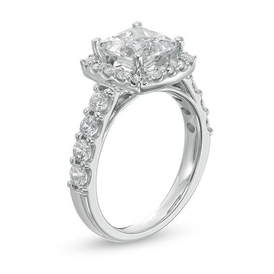 Previously Owned - 2-1/2 CT. T.w. Lab-Created Princess-Cut Diamond Frame Engagement Ring in 14K White Gold (F/Vs2)