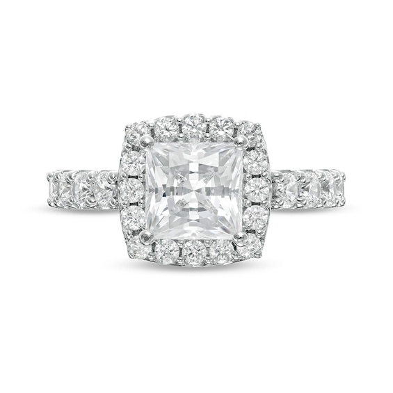 Previously Owned - 2-1/2 CT. T.w. Lab-Created Princess-Cut Diamond Frame Engagement Ring in 14K White Gold (F/Vs2)