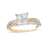 Thumbnail Image 1 of Previously Owned - 1 CT. T.W. Princess-Cut Quad Diamond Twist Shank Engagement Ring in 14K Gold