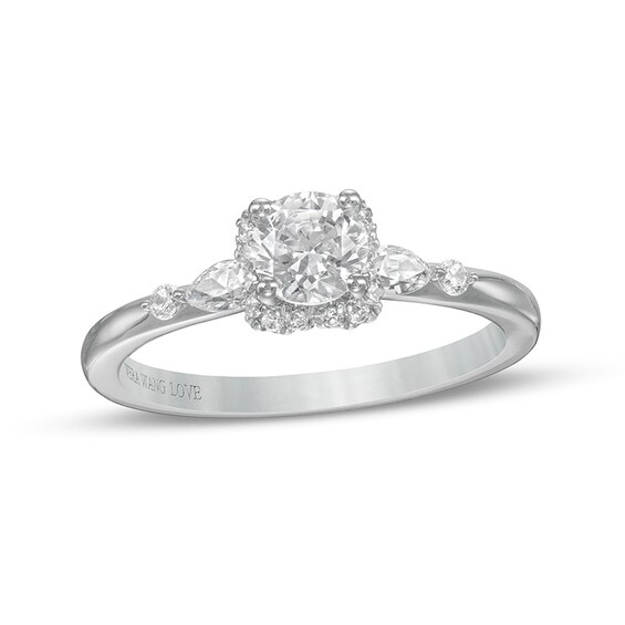 Previously Owned - Vera Wang Love Collection 3/4 CT. T.w. Diamond Clover-Shaped Frame Engagement Ring in 14K White Gold