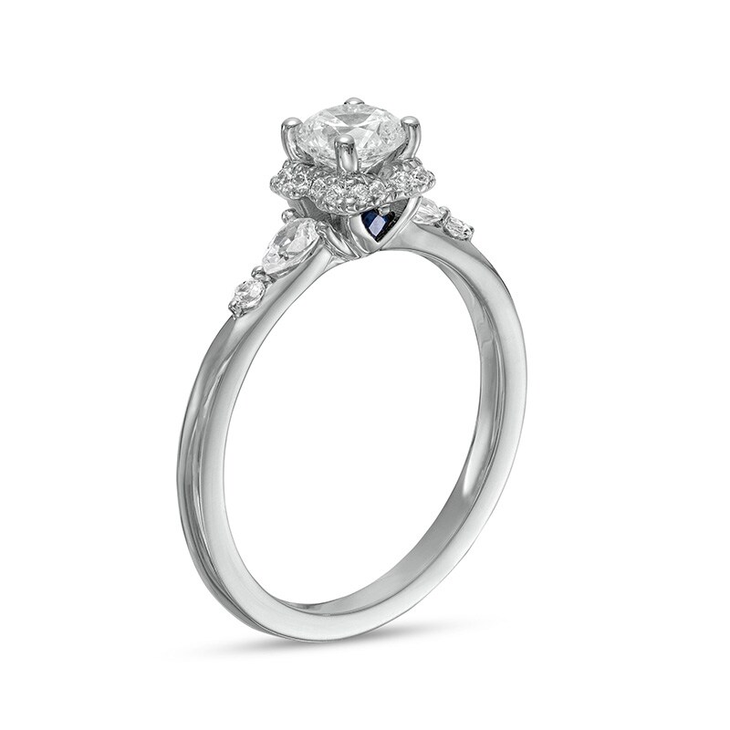 Main Image 2 of Previously Owned - Vera Wang Love Collection 3/4 CT. T.W. Diamond Clover-Shaped Frame Engagement Ring in 14K White Gold