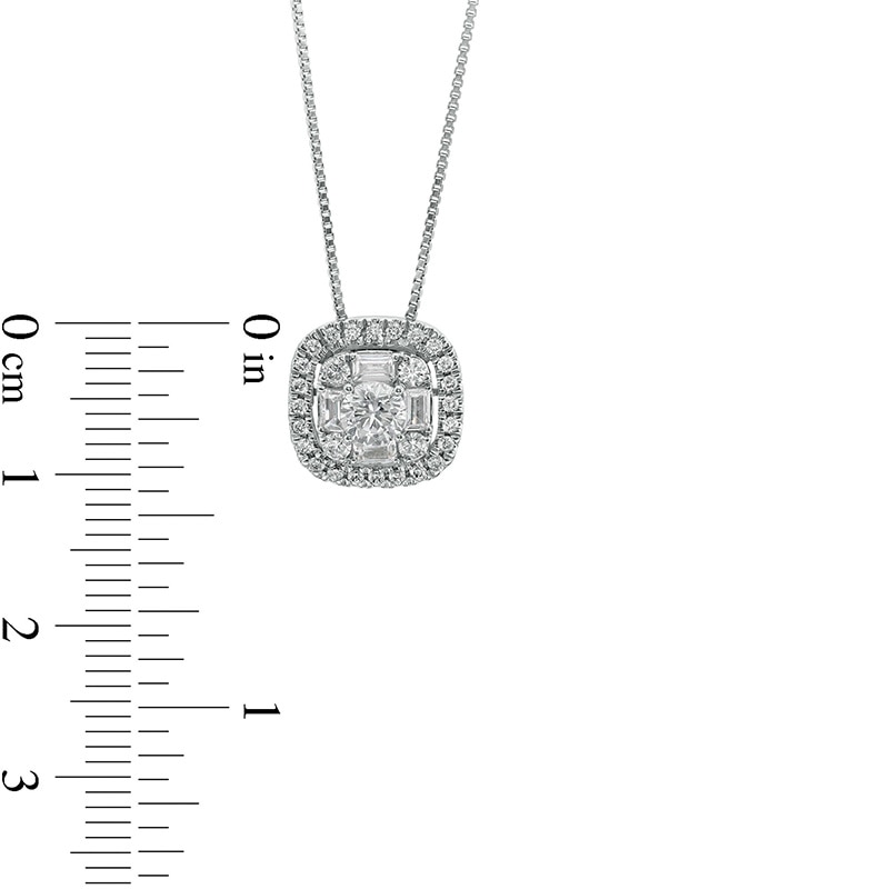 Main Image 4 of Previously Owned - 3/4 CT. T.W.  Lab-Grown Diamond Cushion-Shaped Frame Pendant in 14K White Gold (F/SI2)