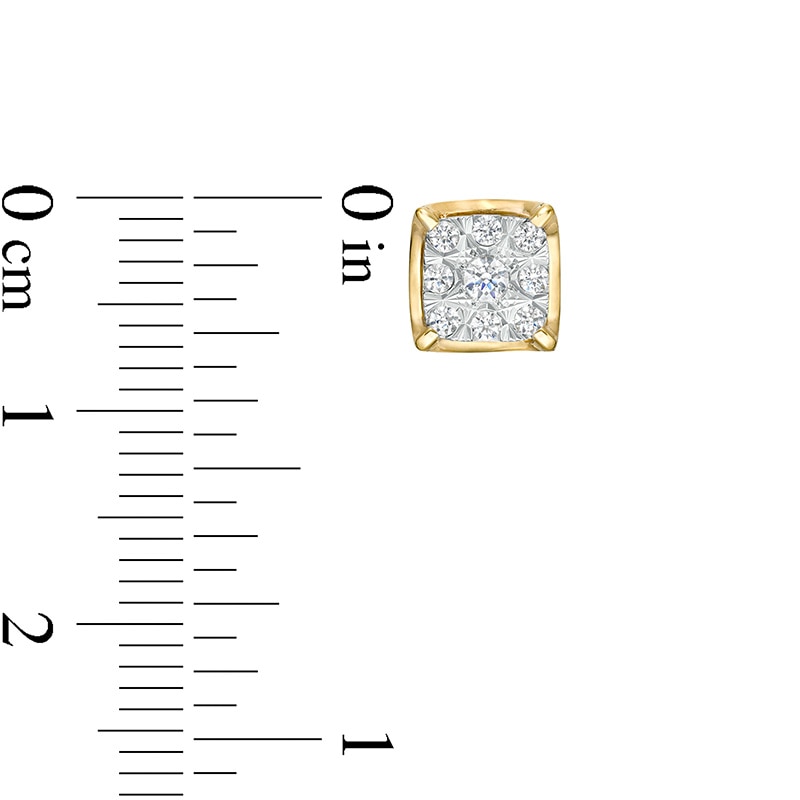 Main Image 3 of Previously Owned - 1/4 CT. T.W. Cushion-Shaped Multi-Diamond Stud Earrings in 10K Gold