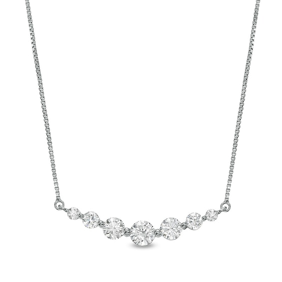 Previously Owned - 1 CT. T.w. Lab-Grown Diamond Graduated Necklace in 14K White Gold (F/Si2)