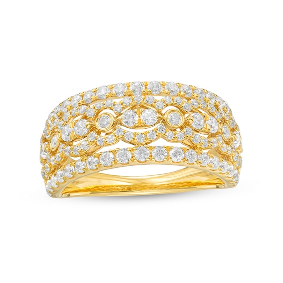 Previously Owned - 1 CT. T.w. Diamond Multi-Row Art Deco Anniversary Band in 14K Gold