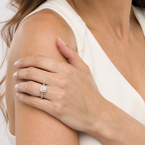 Previously Owned - Celebration Infiniteâ¢ 3/4 CT. T.w. Diamond Double Frame Engagement Ring in 14K White Gold (I/Si2)