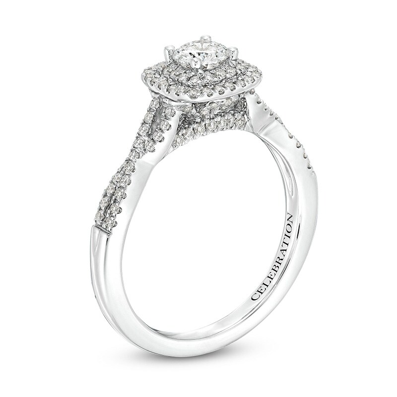 Main Image 3 of Previously Owned - Celebration Infinite™ 3/4 CT. T.W.  Diamond Double Frame Engagement Ring in 14K White Gold (I/SI2)