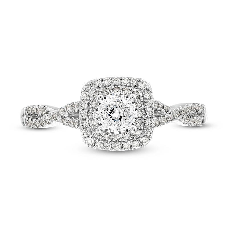 Previously Owned - Celebration Infinite™ 3/4 CT. T.W.  Diamond Double Frame Engagement Ring in 14K White Gold (I/SI2)