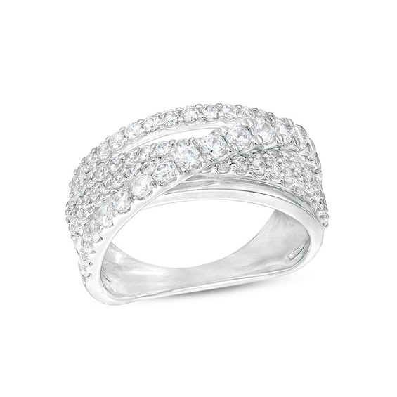 Previously Owned - 1-1/2 CT. T.w. Diamond Crossover Multi-Row Ring in 10K White Gold