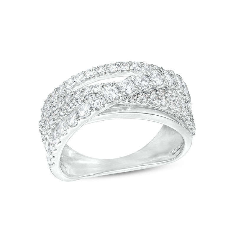 Main Image 1 of Previously Owned - 1-1/2 CT. T.W. Diamond Crossover Multi-Row Ring in 10K White Gold