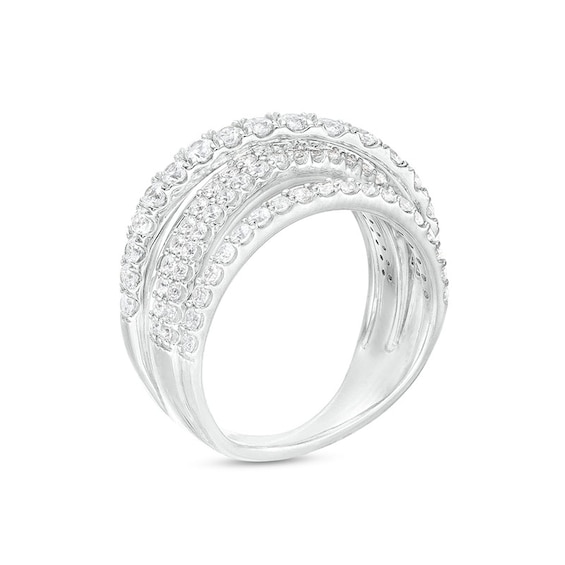 Previously Owned - 1-1/2 CT. T.w. Diamond Crossover Multi-Row Ring in 10K White Gold