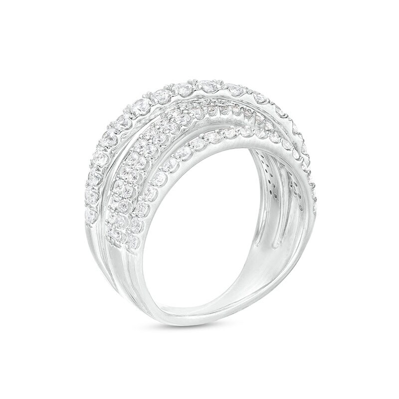 Main Image 3 of Previously Owned - 1-1/2 CT. T.W. Diamond Crossover Multi-Row Ring in 10K White Gold