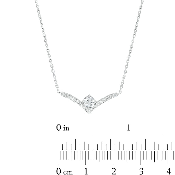 Previously Owned - You're the One™ 1/3 CT. T.w. Lab-Grown Diamond Chevron Necklace in 14K White Gold (F/Si2) – 18.5"
