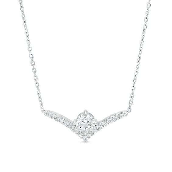 Previously Owned - You're the Oneâ¢ 5/8 CT. T.w. Lab-Grown Diamond Chevron Necklace in 14K White Gold (F/Si2) â 18.5"