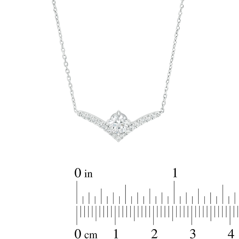 Main Image 3 of Previously Owned - You're the One™ 5/8 CT. T.W.  Lab-Grown Diamond Chevron Necklace in 14K White Gold (F/SI2) – 18.5"