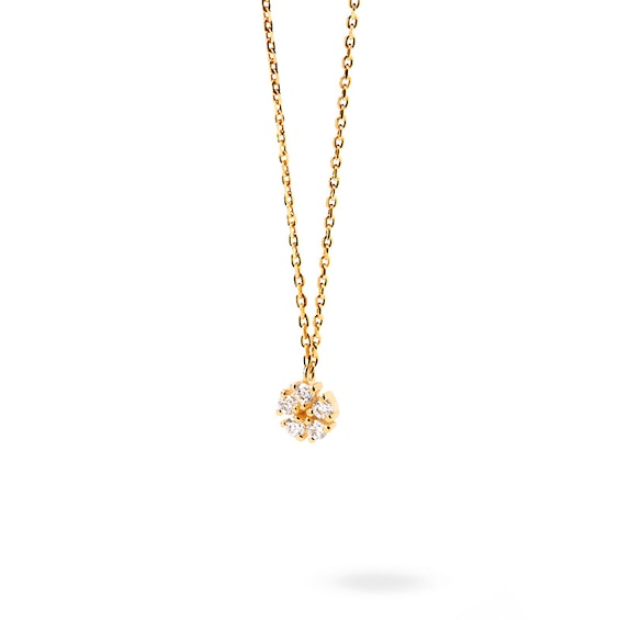 Previously Owned - 1/8 CT. T.W. Lab-Grown Diamond Flower Necklace in 14K Gold â 19.5"
