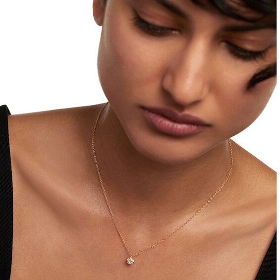 Previously Owned - 1/8 CT. T.W. Lab-Grown Diamond Flower Necklace in 14K Gold â 19.5"