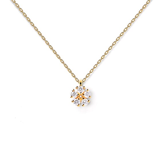 Previously Owned - 1/8 CT. T.W. Lab-Grown Diamond Flower Necklace in 14K Gold â 19.5"