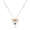 Thumbnail Image 1 of Previously Owned - 3.5mm Opal and 1/5 CT. T.W. Diamond Black Enamel Bee and Honeycomb Outline Pendant in 10K Gold
