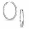 Thumbnail Image 1 of Previously Owned - 1 CT. T.W. Diamond Front and Back Hoop Earrings in 14K White Gold