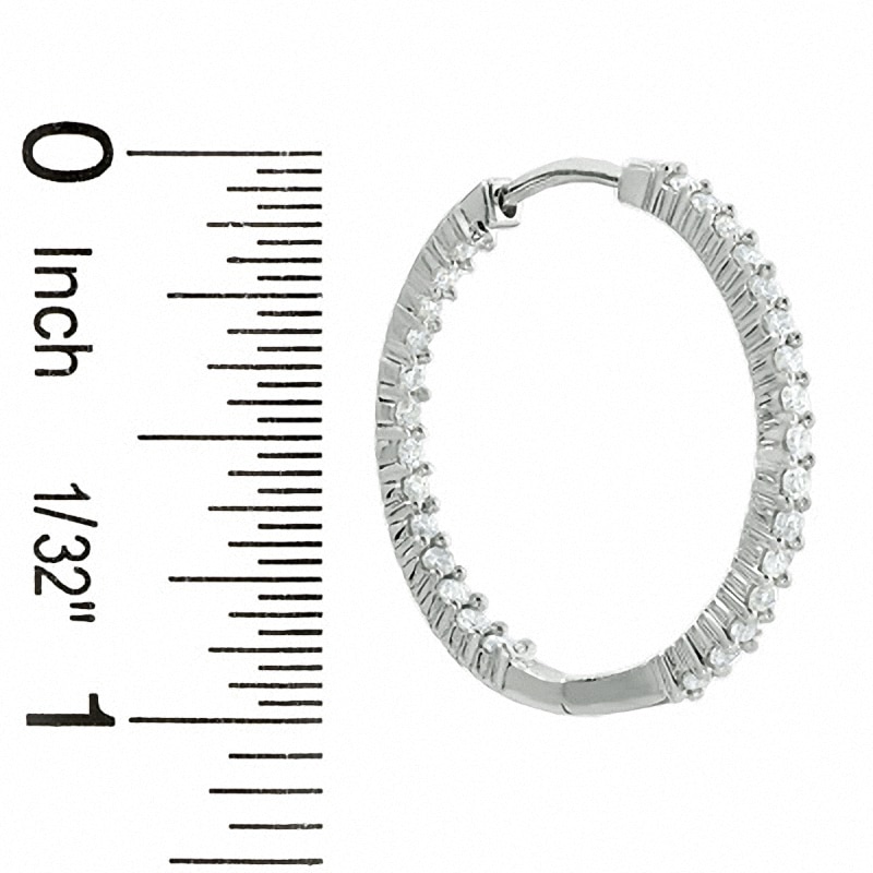 Main Image 2 of Previously Owned - 1 CT. T.W. Diamond Front and Back Hoop Earrings in 14K White Gold