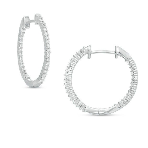 Previously Owned - 1/2 CT. T.w. Diamond Inside-Out Hoop Earrings in 10K White Gold