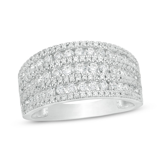 Previously Owned - 1-1/4 CT. T.w. Diamond Alternating Multi-Row Ring in 10K White Gold
