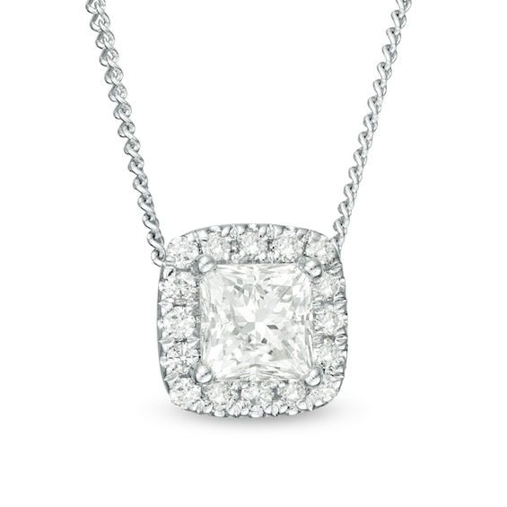 Previously Owned - 1/3 CT. T.w. Princess-Cut Diamond Frame Pendant in 14K White Gold