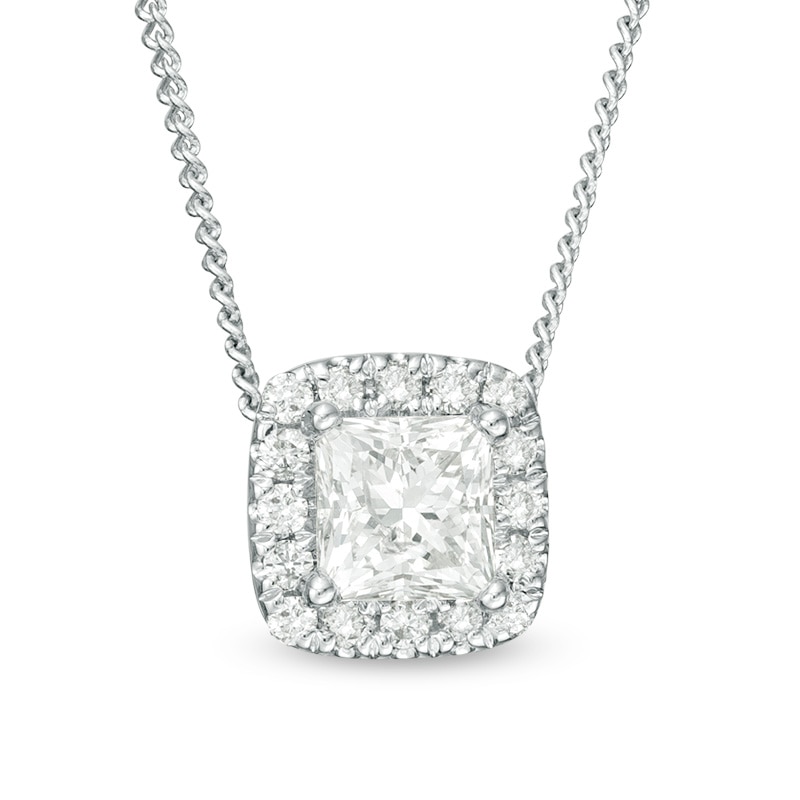 Main Image 1 of Previously Owned - 1/3 CT. T.W. Princess-Cut Diamond Frame Pendant in 14K White Gold